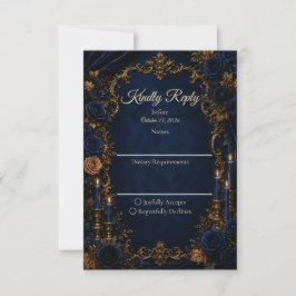 Cartão RSVP Casamento Elegância Outono Meia-Noite Encantado