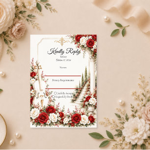 Cartão RSVP Casamento Elegância Romântica Celo Escada