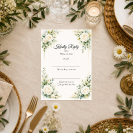 Cartão RSVP Casamento Elegância Rosa de Marfim Atemporal