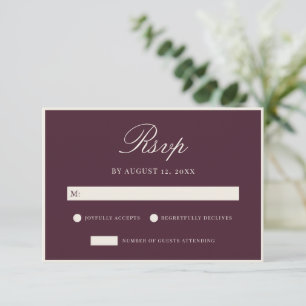 Cartão RSVP Casamento Elegante Ameixa Dinheiro Antigo