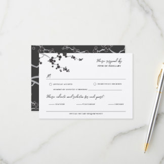 Cartão RSVP Casamento Elegante Asiático de Florença de Cereja
