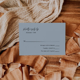 Cartão RSVP Casamento Elegante Azul Clássico Muted
