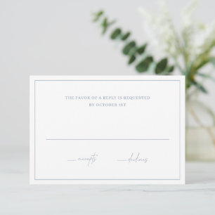 Cartão RSVP Casamento Elegante Azul com eterno Dusty