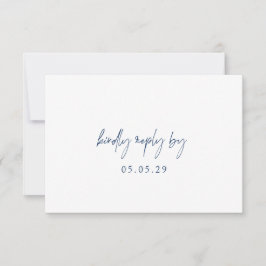 Cartão RSVP Casamento Elegante Azul-Marinho Clássico