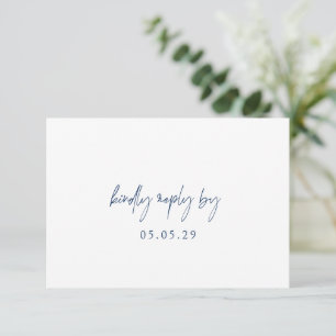 Cartão RSVP Casamento Elegante Azul-Marinho Clássico