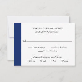 Cartão RSVP Casamento Elegante Azul-Marinho Clássico Mínimo