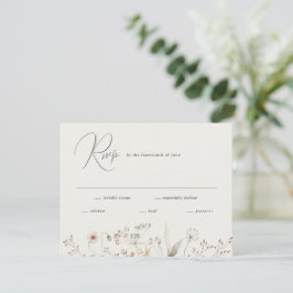 Cartão RSVP Casamento Elegante Boho com Flores Silvestres