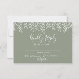 Cartão RSVP Casamento Elegante Botânico de Sage Green Boho