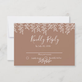 Cartão RSVP Casamento Elegante Botânico Mocha Mousse Boho