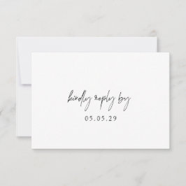 Cartão RSVP Casamento Elegante Branco e Negro Clássico