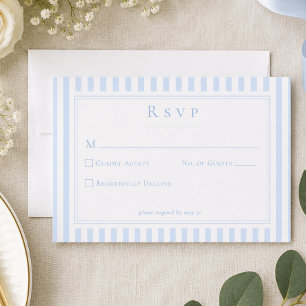 Cartão RSVP Casamento Elegante Clássico com Listras Azuis