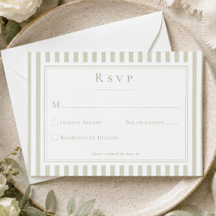 Cartão RSVP Casamento Elegante Clássico com Listras em Verde S
