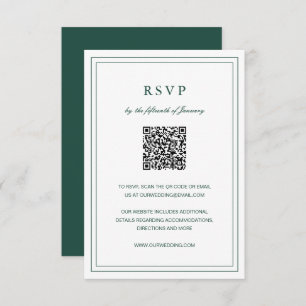 Cartão RSVP Casamento Elegante Clássico Gertude Emerald Verde