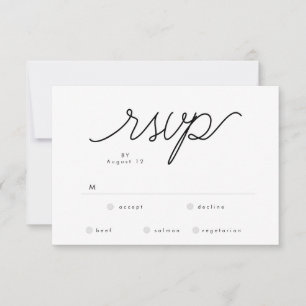 Cartão RSVP Casamento Elegante Clássico Preto e Branco com Cal