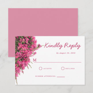 Cartão RSVP Casamento Elegante com Aquarela de Bougainvillea R