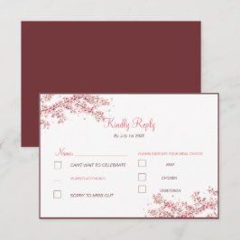 Cartão RSVP Casamento Elegante com Flor de Cerejeira