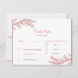 Cartão RSVP Casamento Elegante com Flor de Cerejeira