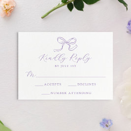 Cartão RSVP Casamento Elegante com Laço de Lavanda
