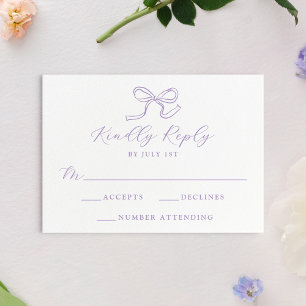 Cartão RSVP Casamento Elegante com Laço de Lavanda