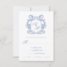 Casamento Elegante com Monograma e Brasão em Azul 