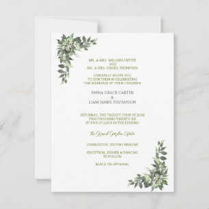 Cartão RSVP Casamento Elegante com Vegetação Minimalista