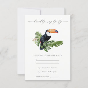 Cartão RSVP Casamento Elegante da Floresta Tropical Toucan