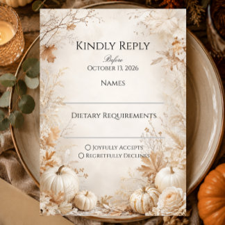 Cartão RSVP Casamento Elegante de Abóbora de Outono