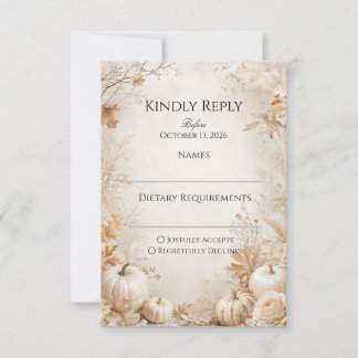 Cartão RSVP Casamento Elegante de Abóbora de Outono