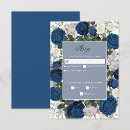 Cartão RSVP Casamento Elegante De Aquarela Azul Moderno