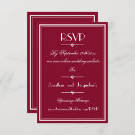 Cartão RSVP Casamento Elegante de Borgonha Moderna com Script