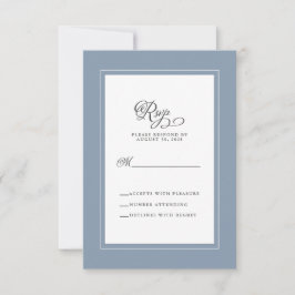 Cartão RSVP Casamento Elegante De Caligrafia Dusty Blue