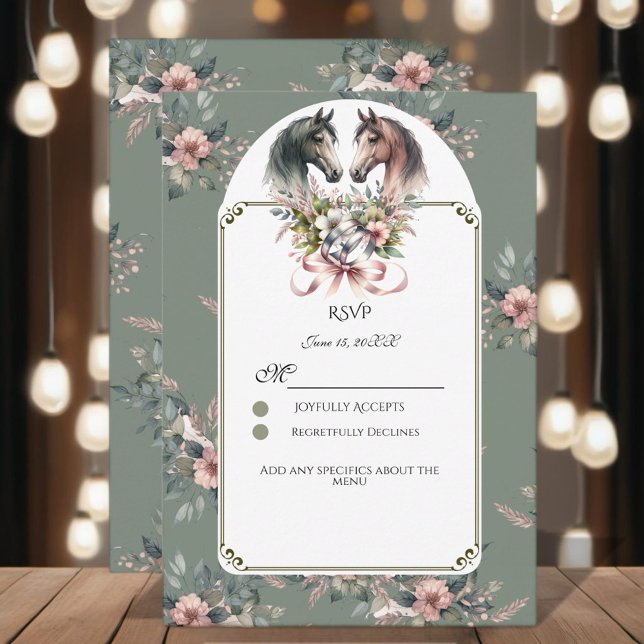 Cartão RSVP Casamento Elegante de Cavalo de Primavera (Enjoy this beautiful collection of elegant watercolor designs.)