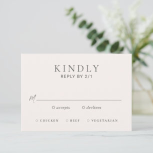 Cartão RSVP Casamento Elegante de Cinzas Tradicionais