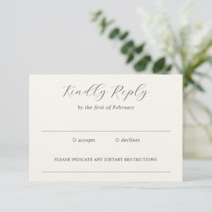 Cartão RSVP Casamento Elegante de Cinzas Tradicionais