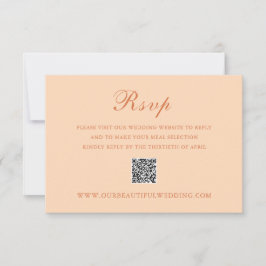 Cartão RSVP Casamento elegante de código QR de Peach clássico