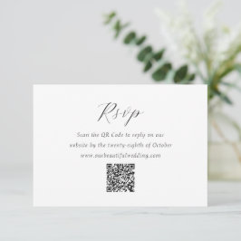 Cartão RSVP Casamento elegante de código QR preto e branco ete