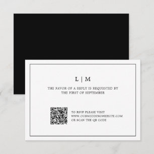 Cartão RSVP Casamento elegante de código QR preto e branco sim