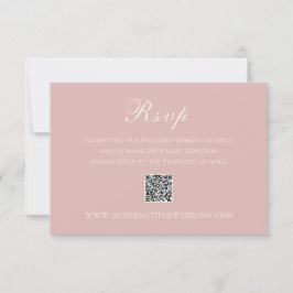 Cartão RSVP Casamento elegante de código QR rosa clássico