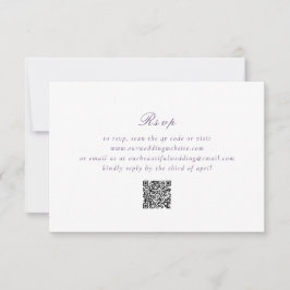 Cartão RSVP Casamento elegante de código QR roxo limpo