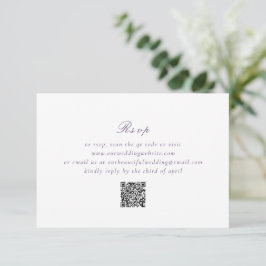Cartão RSVP Casamento elegante de código QR roxo limpo