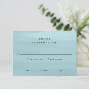 Cartão RSVP Casamento Elegante De Cor Azul Moderno