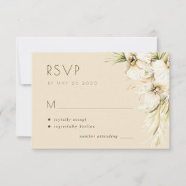 Cartão RSVP Casamento elegante de erva-palha floral tropical