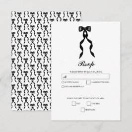 Cartão RSVP Casamento Elegante de Fita Arco Negra Formal
