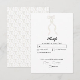 Cartão RSVP Casamento Elegante de Fita de Arco Branco Formal