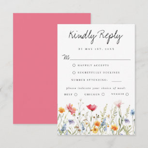 Cartão RSVP Casamento Elegante de Flor Selvagem