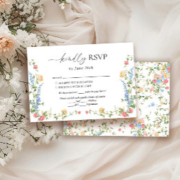 Cartão RSVP Casamento Elegante de Flor Selvagem