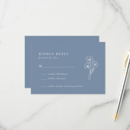 Cartão RSVP Casamento Elegante de Flor Silvestre Periwinkle