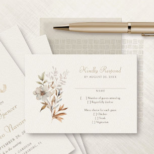 Cartão RSVP Casamento Elegante de Flores Selvagens de Queda