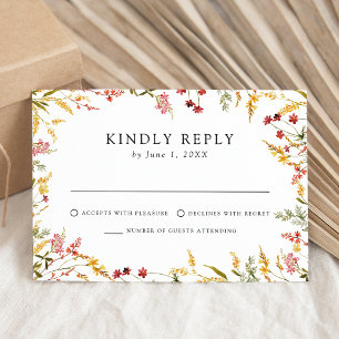 Cartão RSVP Casamento Elegante de Flores Silvestres de Verão