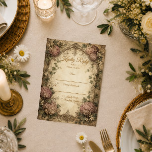 Cartão RSVP Casamento Elegante de Hortênsias Vintage